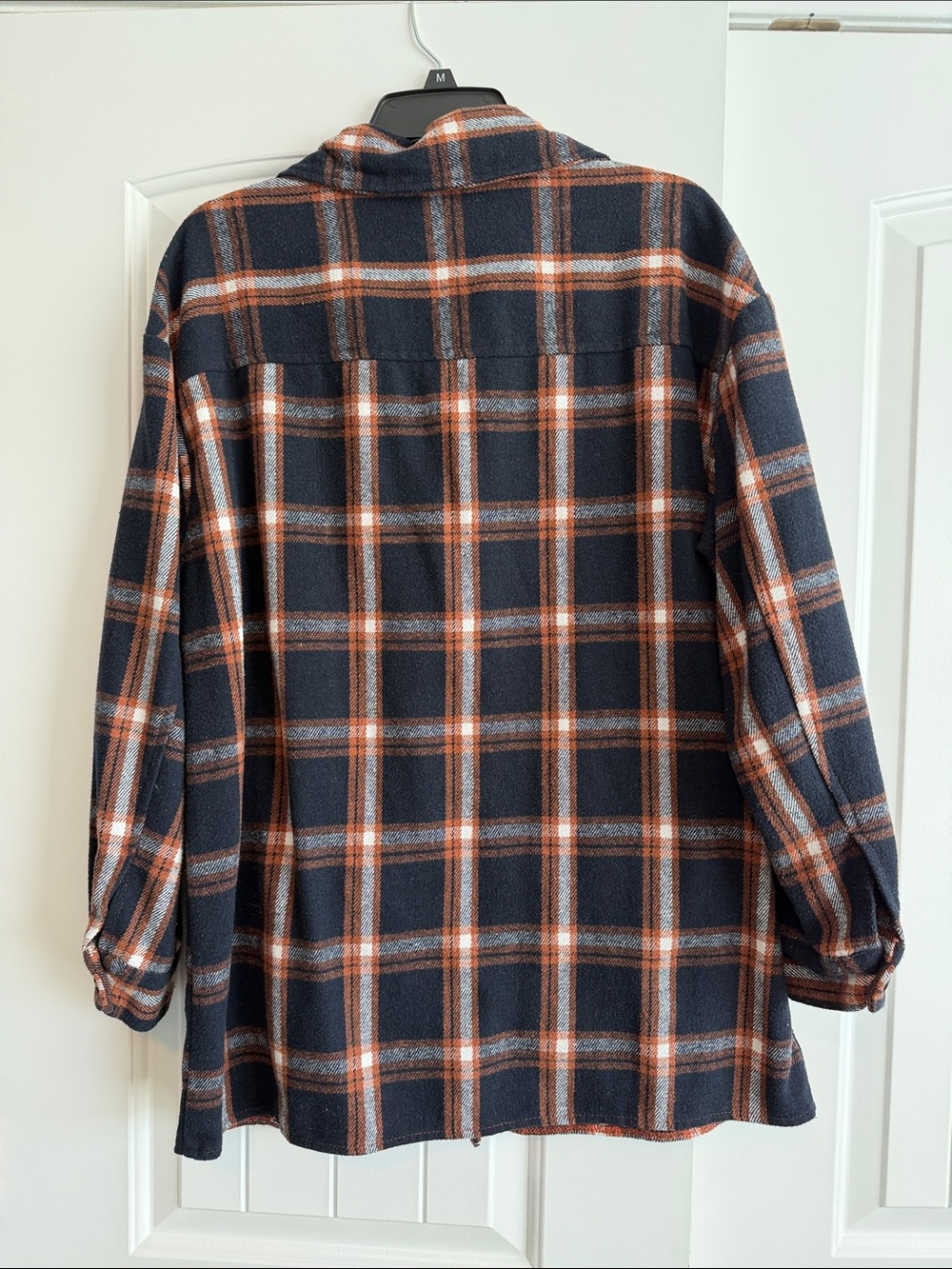 Plaid Button-Front Women’s Jacket - Navy & Rust - Picture 4 of 4